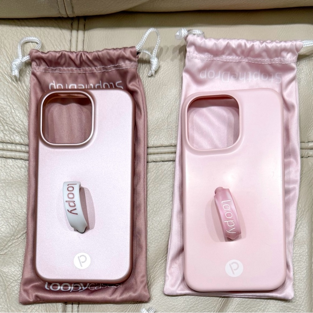 Solid Loopy cases. iPhone 13 Pro. Styles - rose gold and blush